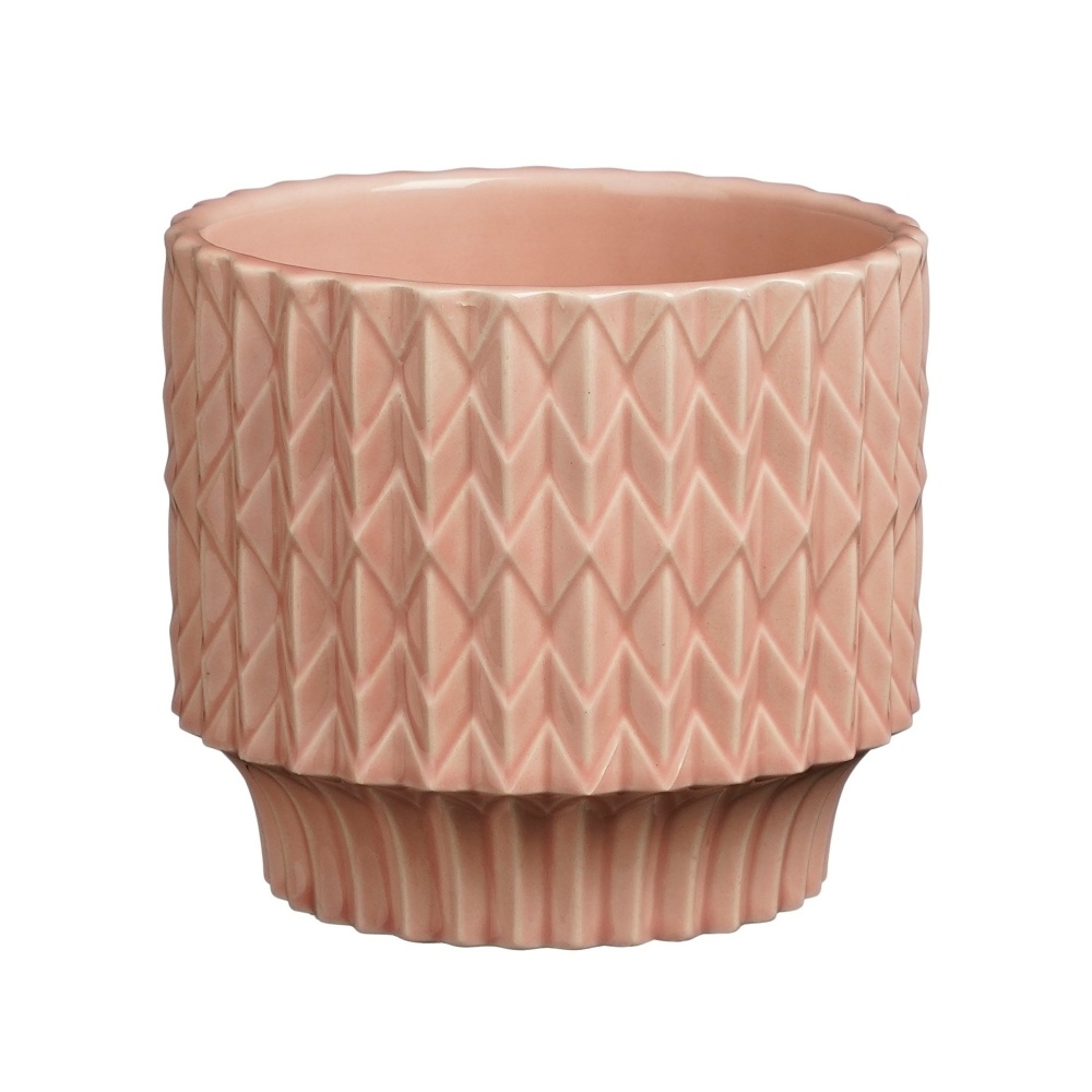 Keramické obaly - Obal na květináč kulatý keramický LAURIA sv.růžový 12,5cm