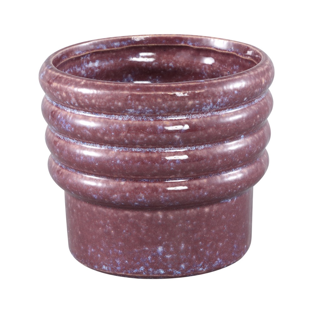 Design pro Váš domov - Obal na květináč kulatý keramický MELISA S s kruhovým lemem, purpurový 12cm
