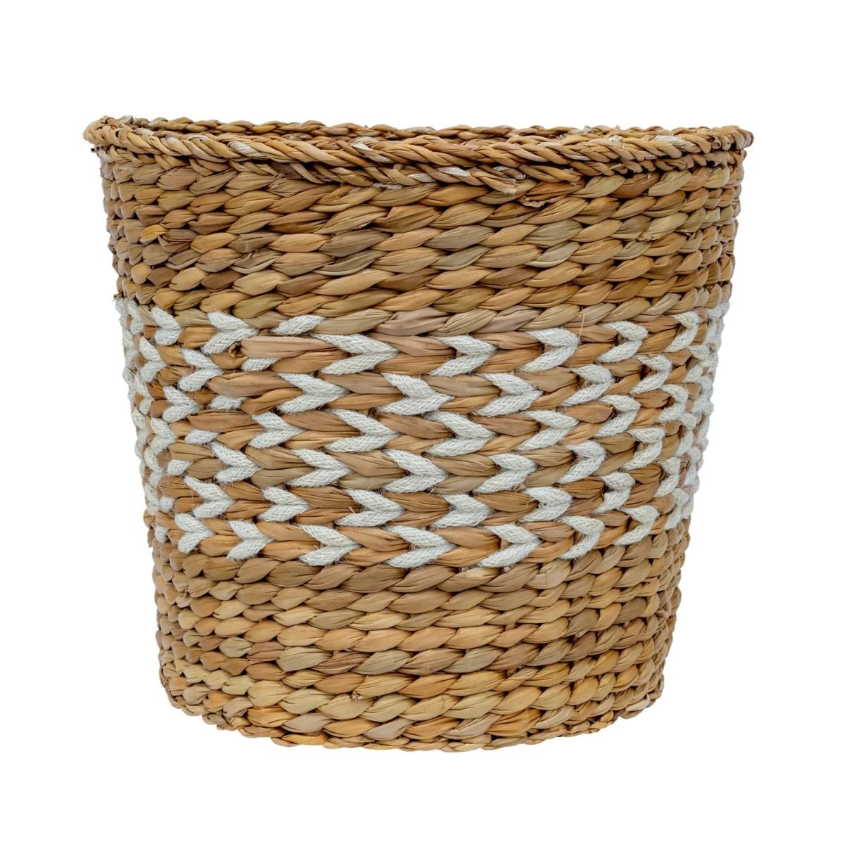 Proutěné a dřevěné obaly - Obal na květináč kulatý MEDASI z mořské trávy bílo-přírodní 30cm