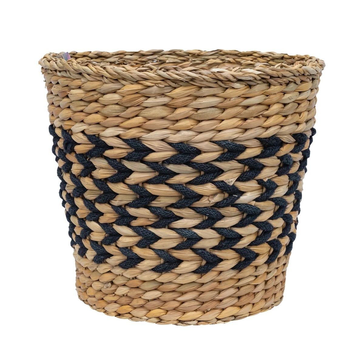 Proutěné a dřevěné obaly - Obal na květináč kulatý MEDASI z mořské trávy černo-přírodní 30cm