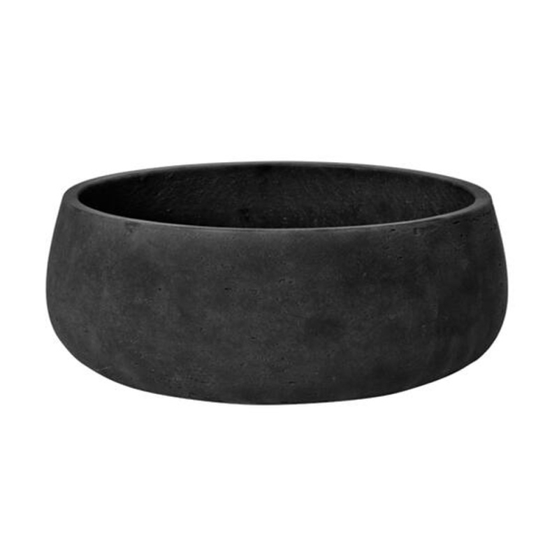 Kompozitní obaly - Obal na květináč kulatý nízký EILEEN L fiberclay černý 35cm