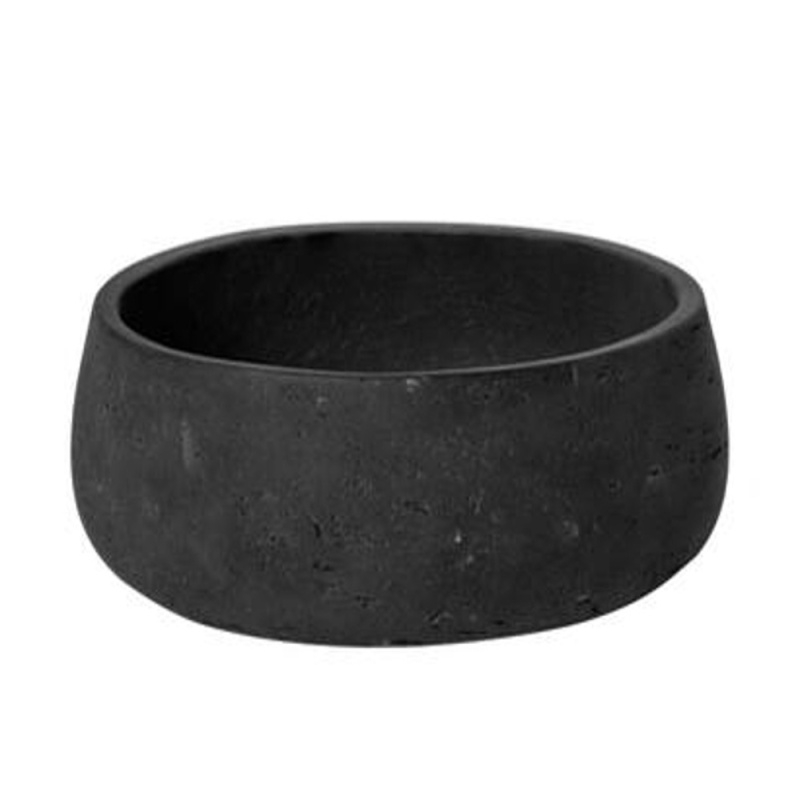 Kompozitní obaly - Obal na květináč kulatý nízký EILEEN S fiberclay černý 24cm