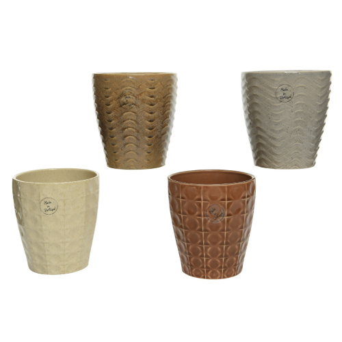 Keramické obaly - Obal na květináč kulatý ornamenty kamenina mix 13cm