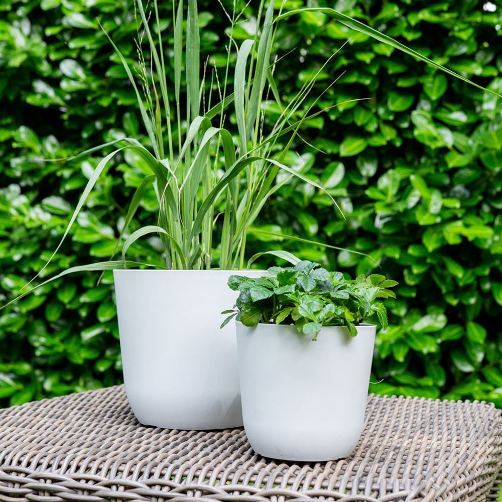 Obal na květináč kulatý PALERMO plastový bílý 17cm-0