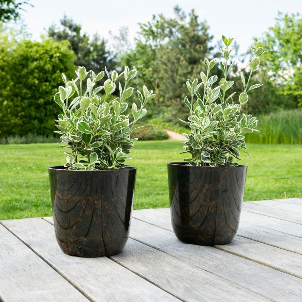 Obal na květináč kulatý plastový PALERMO hnědý 23cm-1