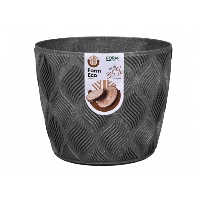 Plastové obaly - Obal na květináč kulatý plastový PETIT ECO FLOW antracitový 15cm