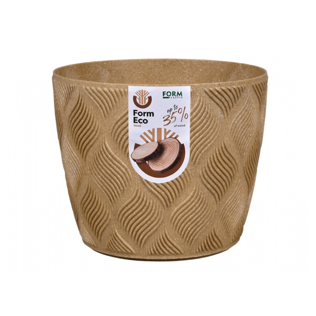 Plastové obaly - Obal na květináč kulatý plastový PETIT ECO FLOW hnědý 17cm