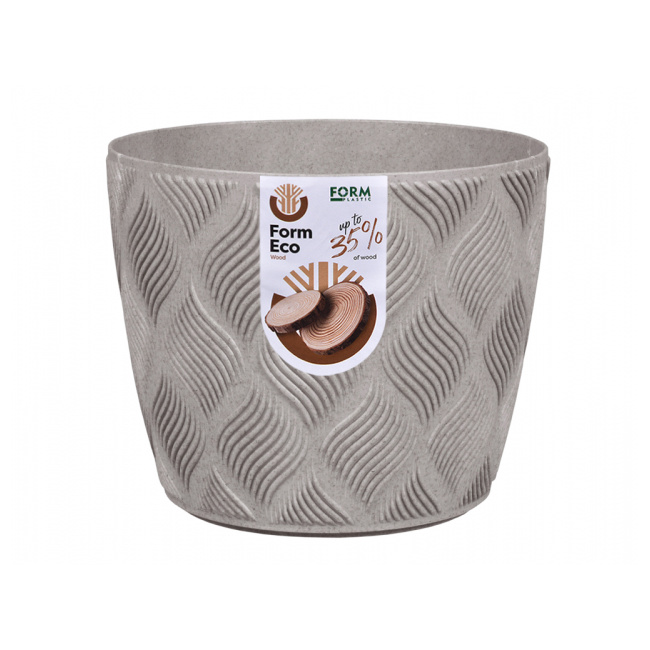 Plastové obaly - Obal na květináč kulatý plastový PETIT ECO FLOW šedý 15cm