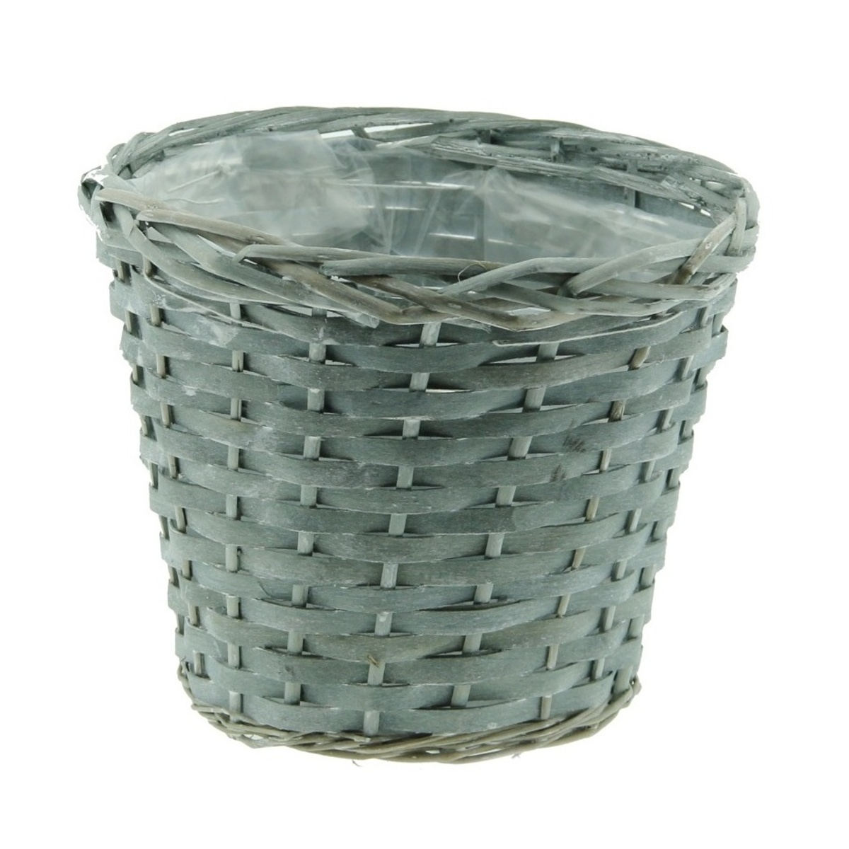 Proutěné a dřevěné obaly - Obal na květináč kulatý proutěný s igelitem bílý 23cm