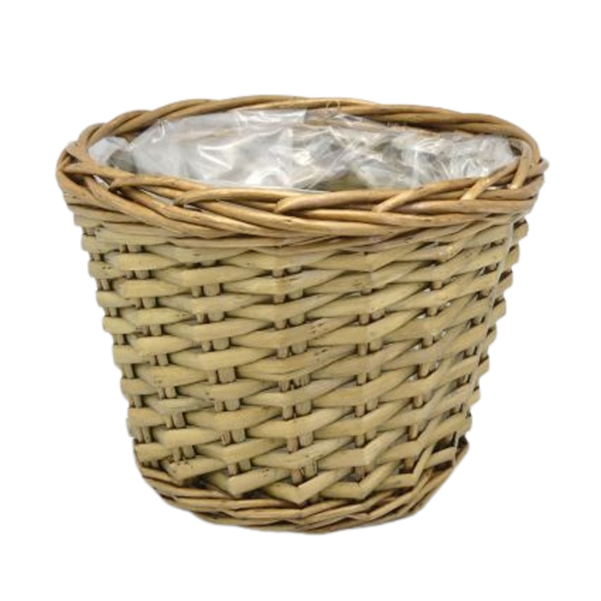 Proutěné a dřevěné obaly - Obal na květináč kulatý proutěný s igelitem přírodní 15cm