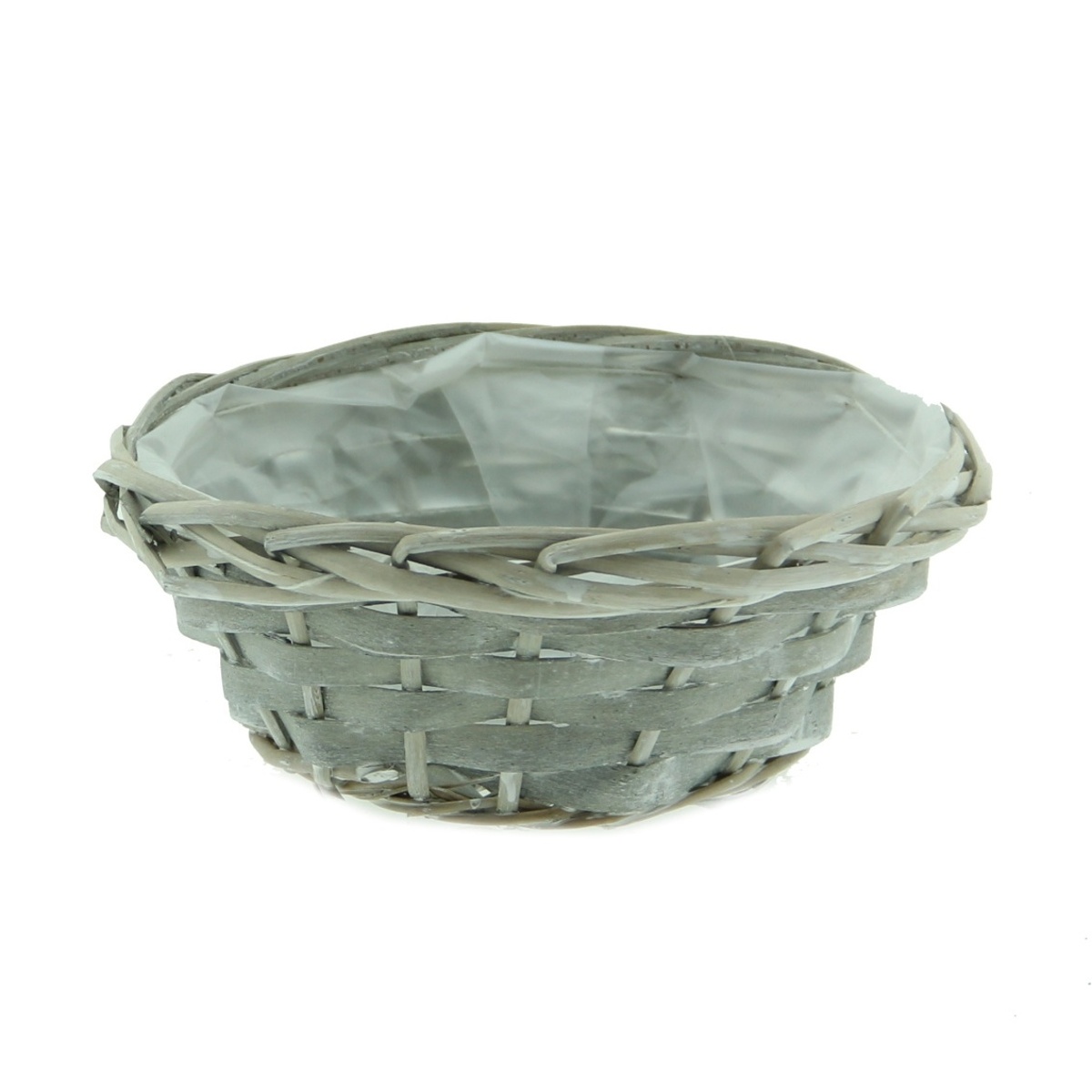 Proutěné a dřevěné obaly - Obal na květináč kulatý proutěný s igelitem šedý 17cm