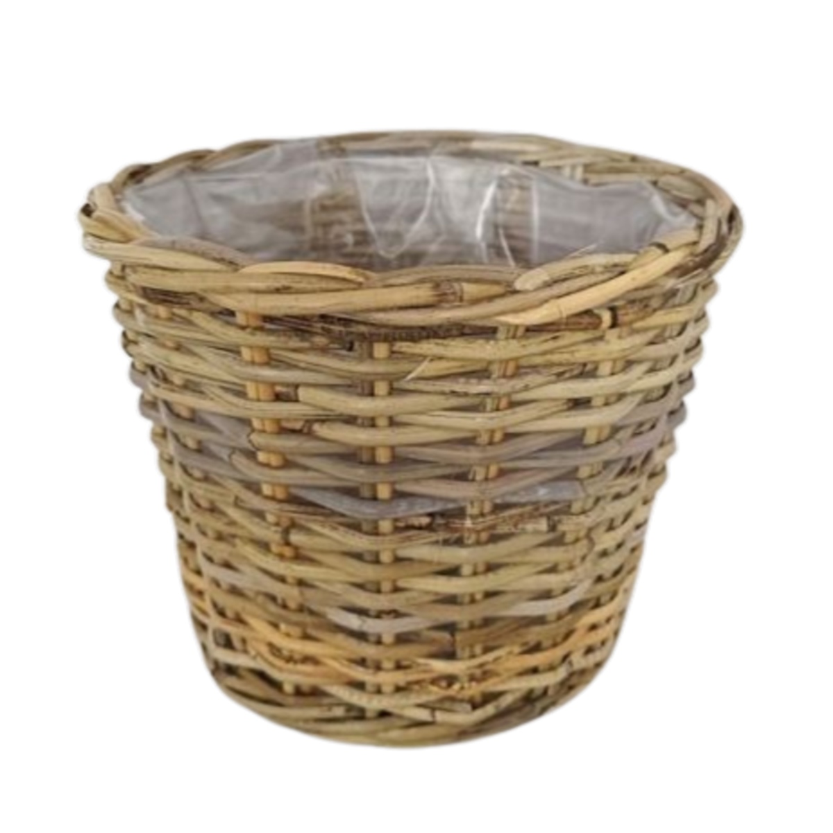 Proutěné a dřevěné obaly - Obal na květináč kulatý prutěný s igelitem přírodní 23cm