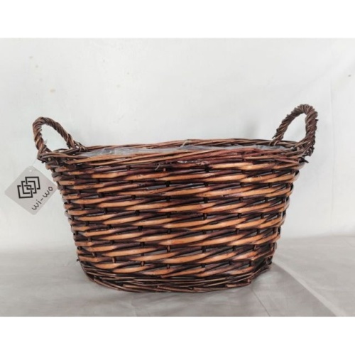 Proutěné a dřevěné obaly - Obal na květináč kulatý s igelitem proutí hnědá 38cm