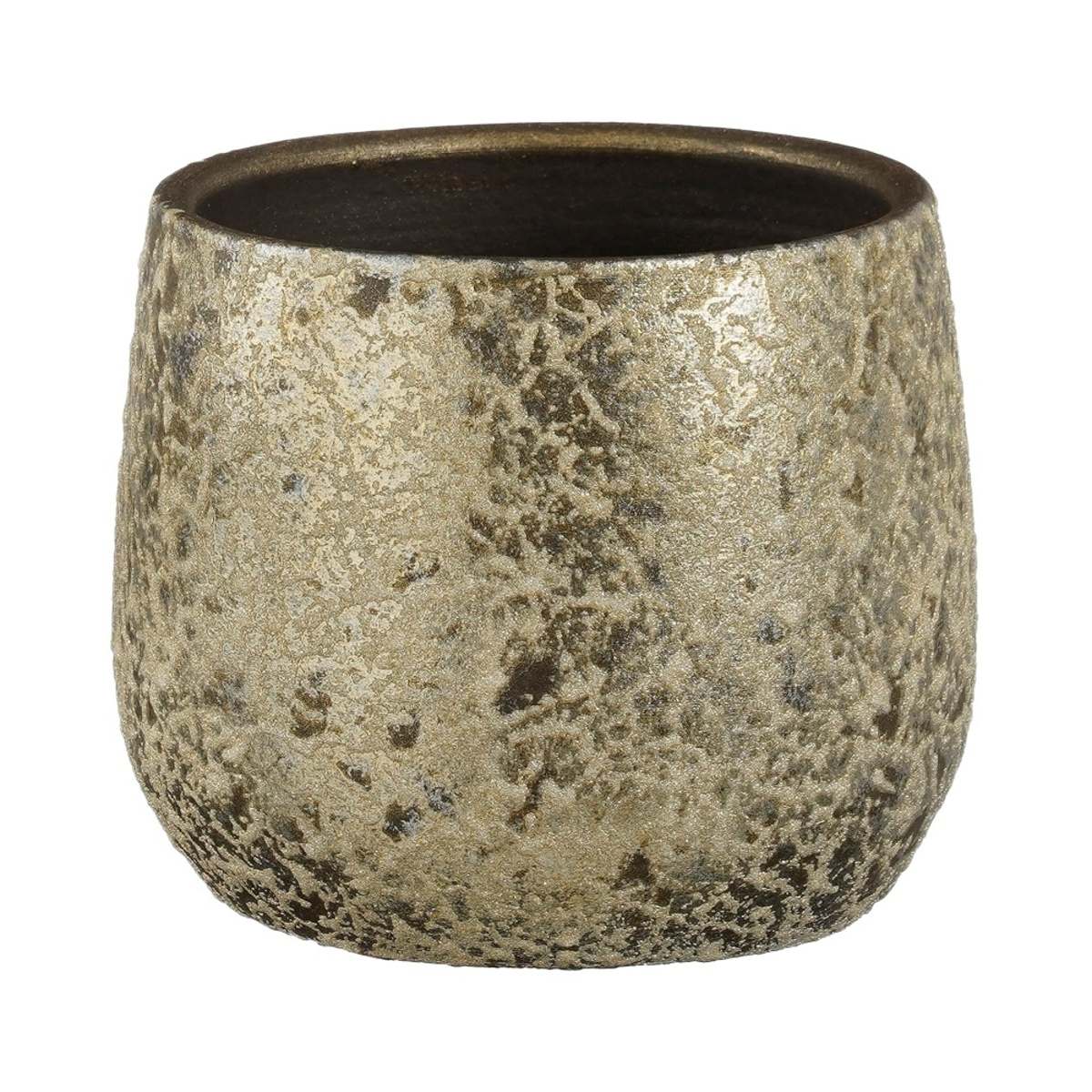 Keramické obaly - Obal na květináč kulatý  terakotový CLEMENTE antik šampaň 19,5cm