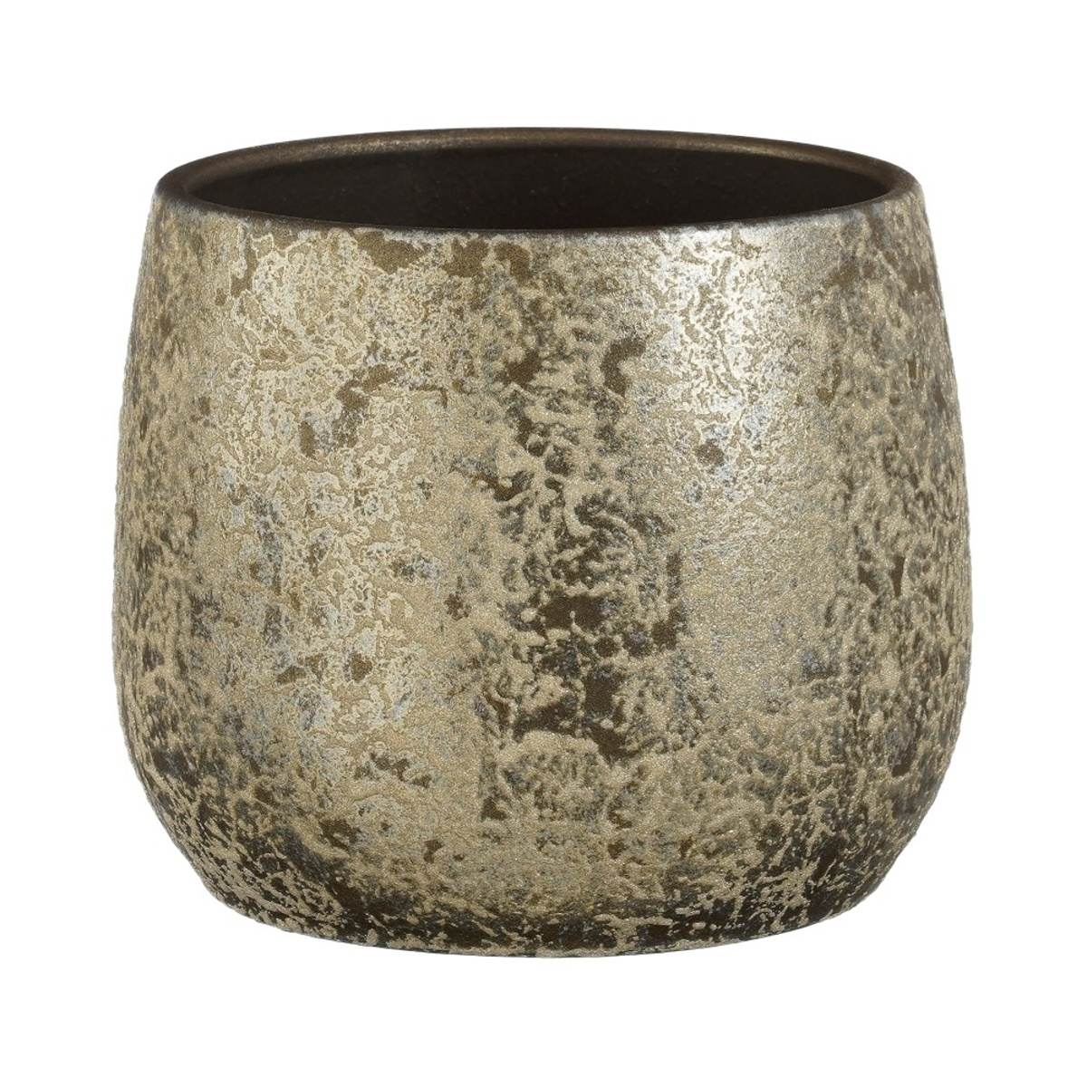 Keramické obaly - Obal na květináč kulatý  terakotový CLEMENTE antik šampaň 25,5cm