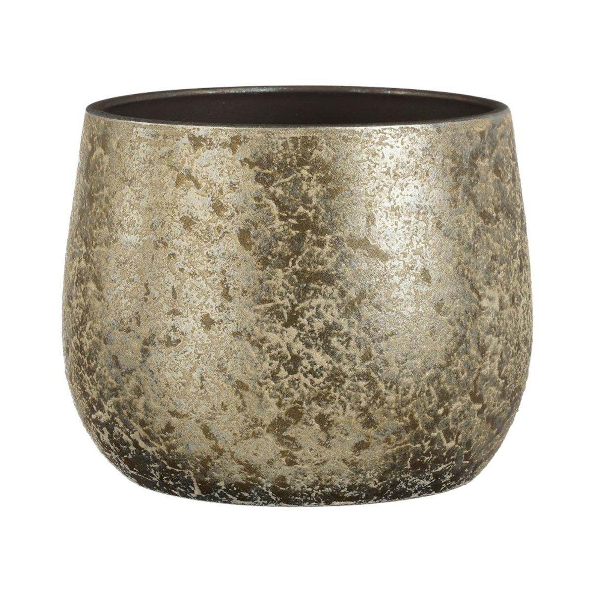 Keramické obaly - Obal na květináč kulatý  terakotový CLEMENTE antik šampaň 32cm