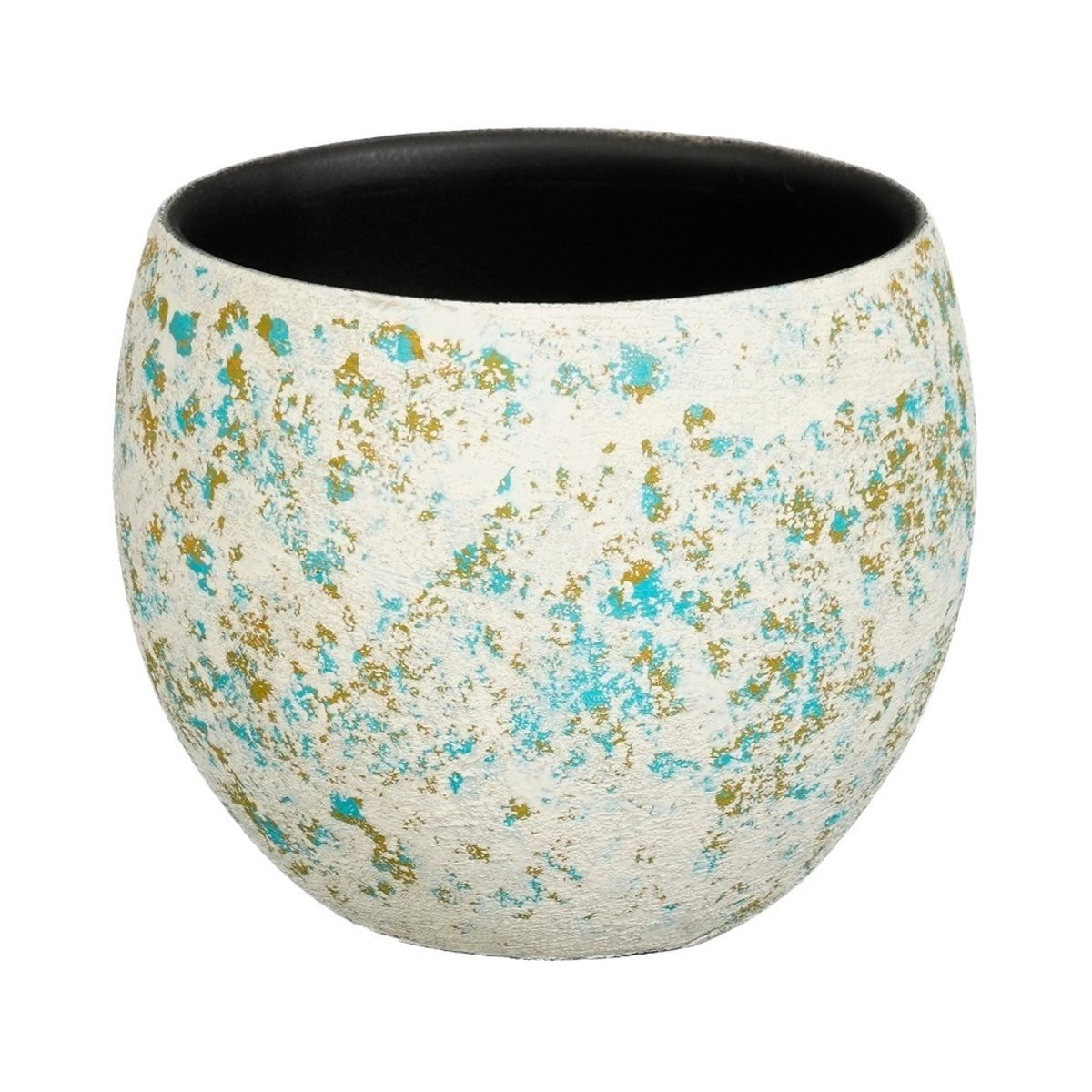 Keramické obaly - Obal na květináč kulatý  terakotový NIKAI patina 15cm