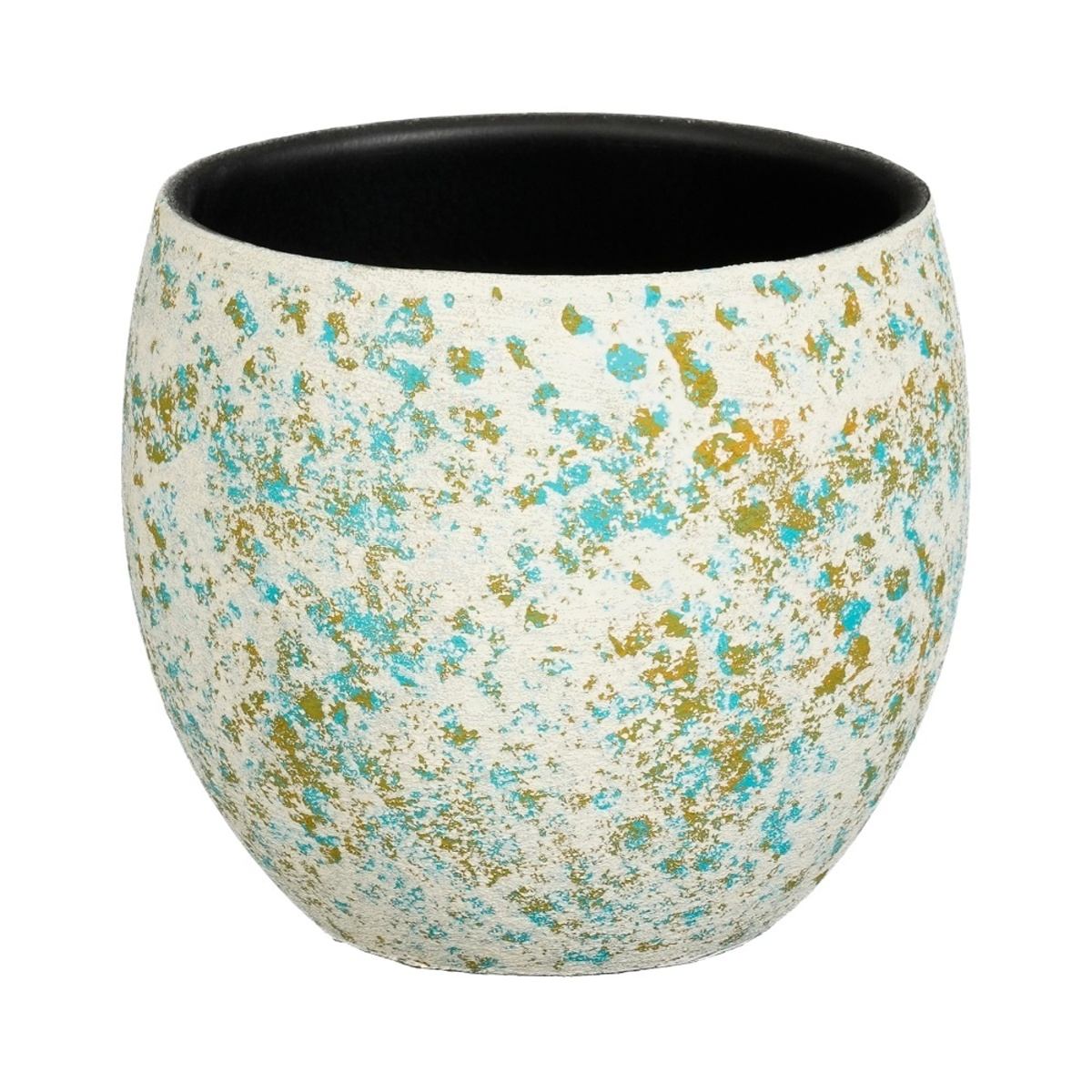 Keramické obaly - Obal na květináč kulatý  terakotový NIKAI patina 17cm