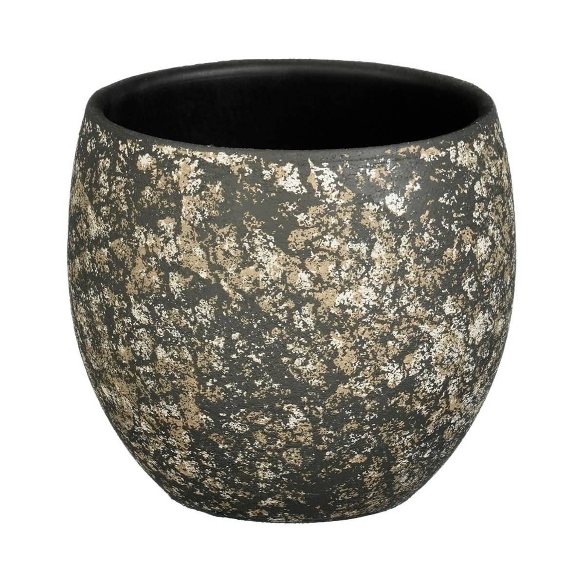 Keramické obaly - Obal na květináč kulatý  terakotový NIKAI šedá patina 17cm