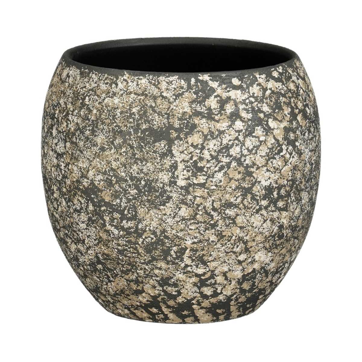 Keramické obaly - Obal na květináč kulatý  terakotový NIKAI šedá patina 24cm