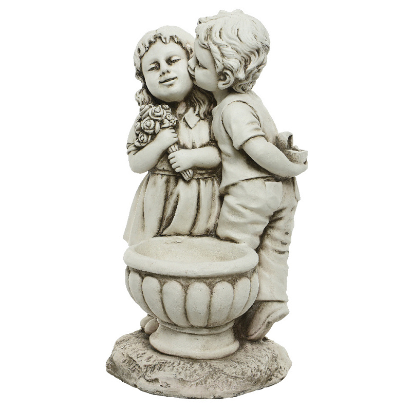 Keramické obaly - Obal na květináč líbající se děti polymagnesium 61cm