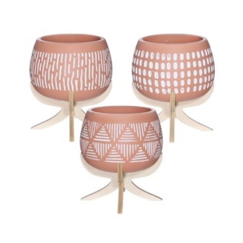 Keramické obaly - Obal na květináč LUNA na 4 nohách cementový 14,5cm