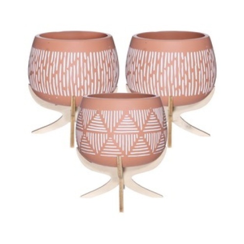 Keramické obaly - Obal na květináč LUNA na 4 nohách cementový 16,5cm