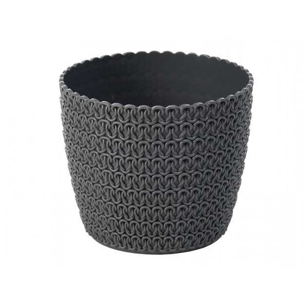 Plastové obaly - Obal na květináč MAGNOLIA JERSEY plast 11cm šedá