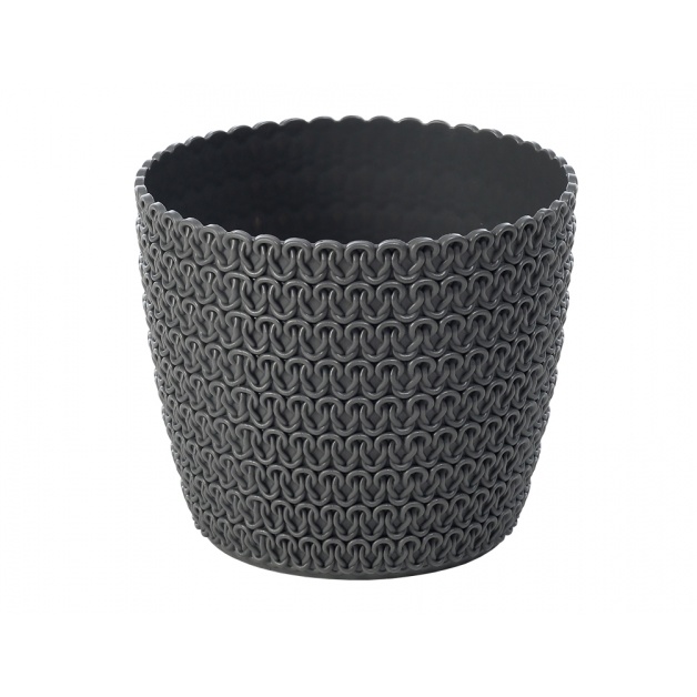 Plastové obaly - Obal na květináč MAGNOLIA JERSEY plast 19cm šedá