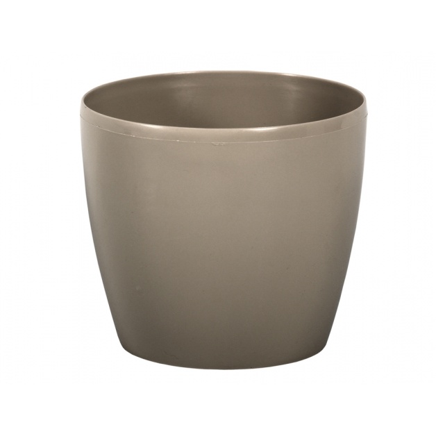 Plastové obaly - Obal na květináč MAGNOLIA plast lesk 14cm hnědošedá