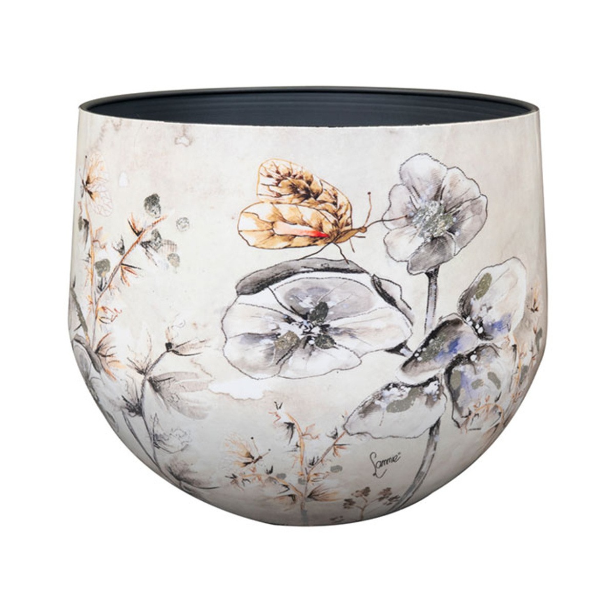 Kovové a plechové obaly - Obal na květináč MOONLIGHT MEADOW kovový bílý 7cm