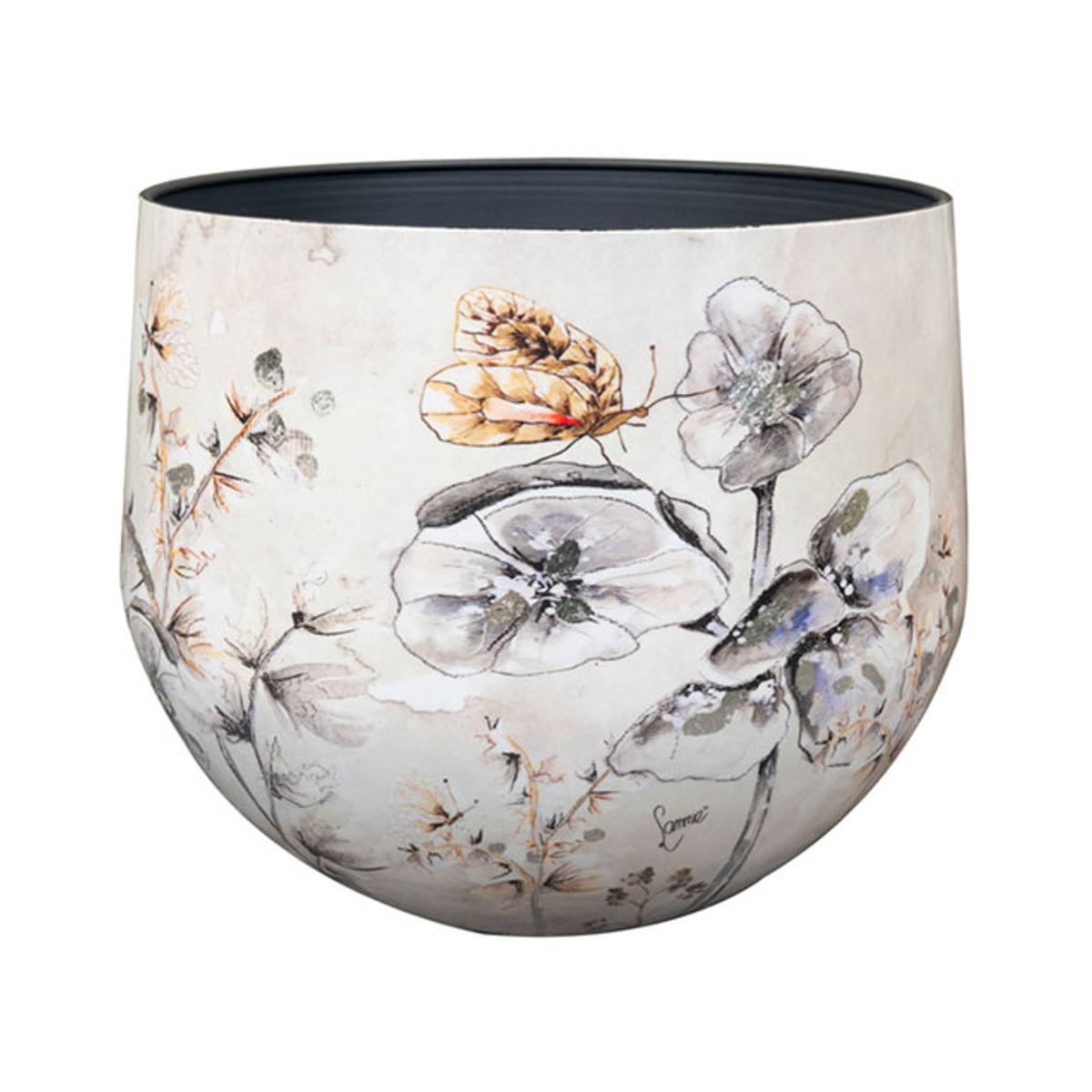 Kovové a plechové obaly - Obal na květináč MOONLIGHT MEADOW kovový bílý 7cm