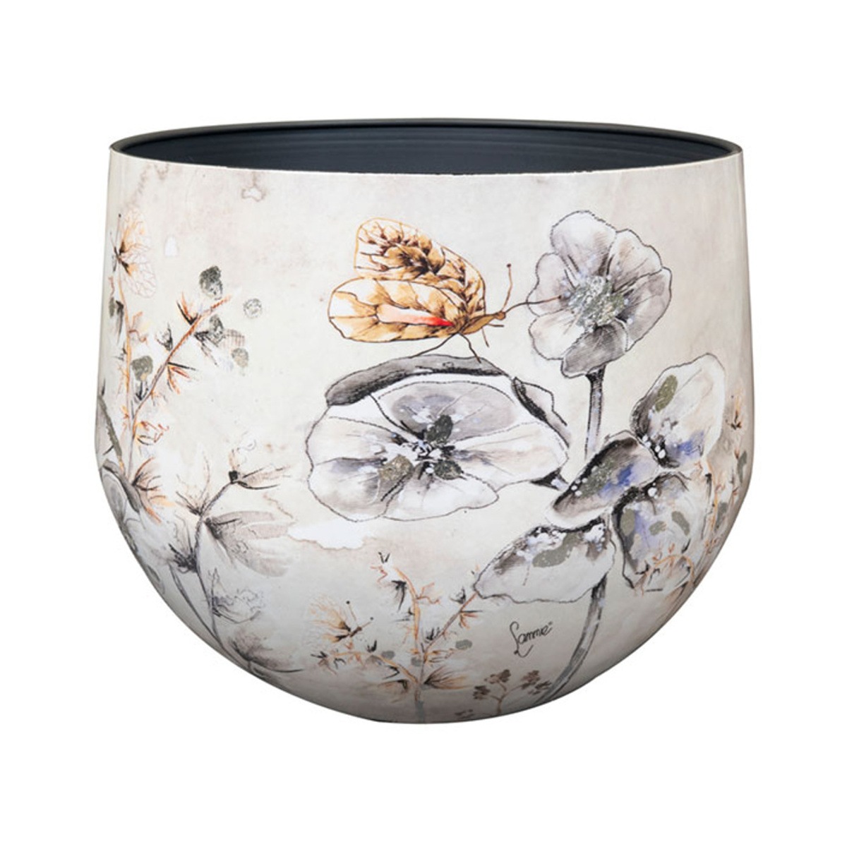 Kovové a plechové obaly - Obal na květináč MOONLIGHT MEADOW kovový bílý 7cm