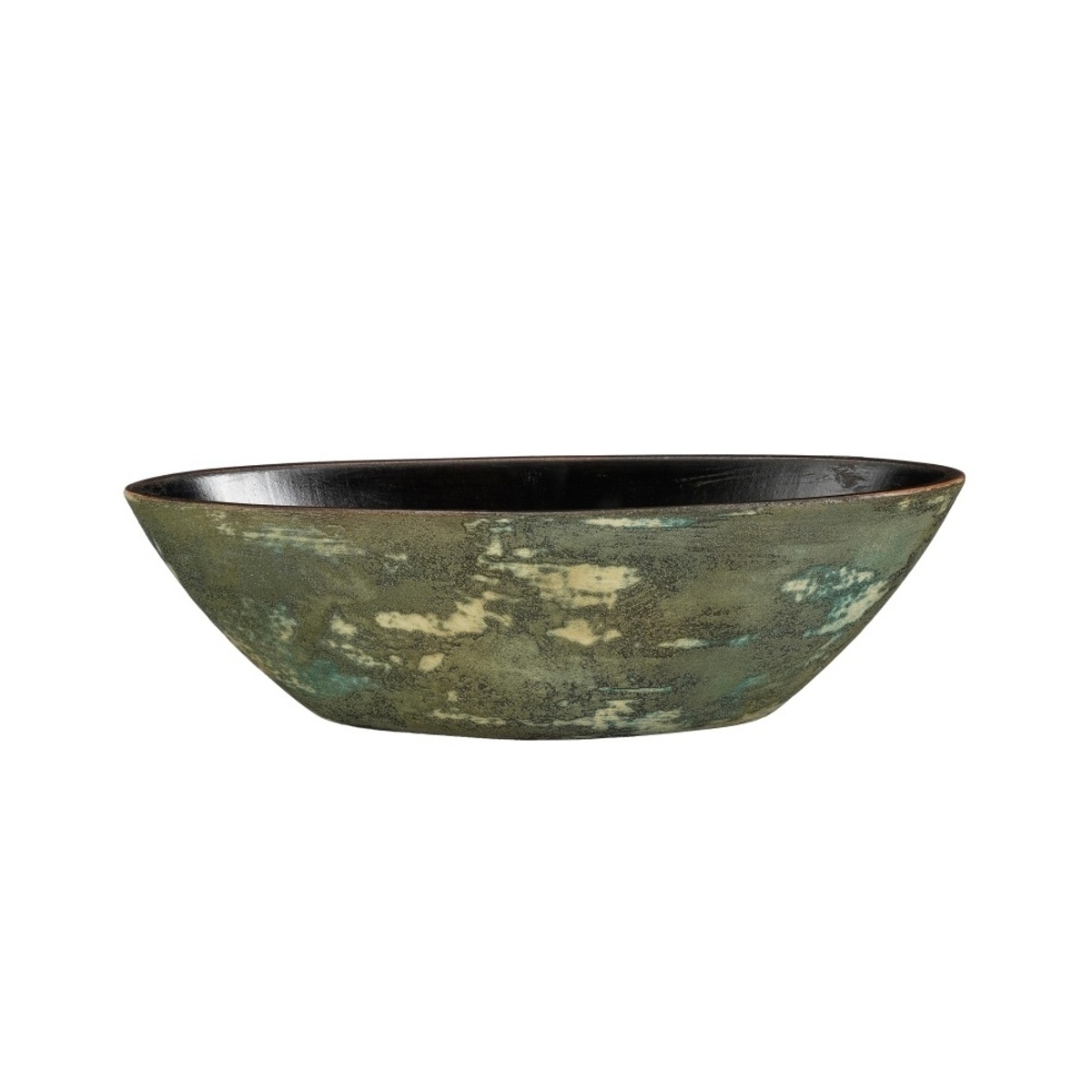 Keramické obaly - Obal na květináč oválný terakotový OLAF zelená patina 48cm