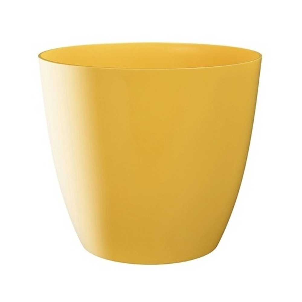 Plastové obaly - Obal na květináč plastový lesklý ELLA žlutý 9cm