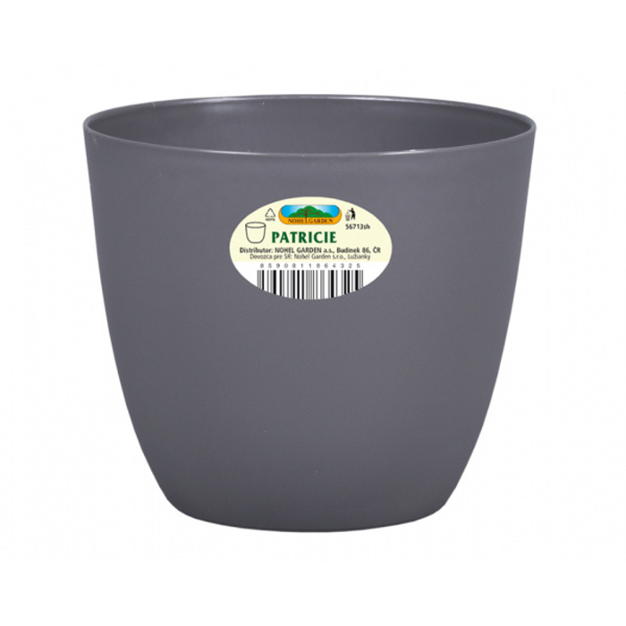 Plastové obaly - Obal na květináč plastový PATRICIE MODERN matný šedý 11cm