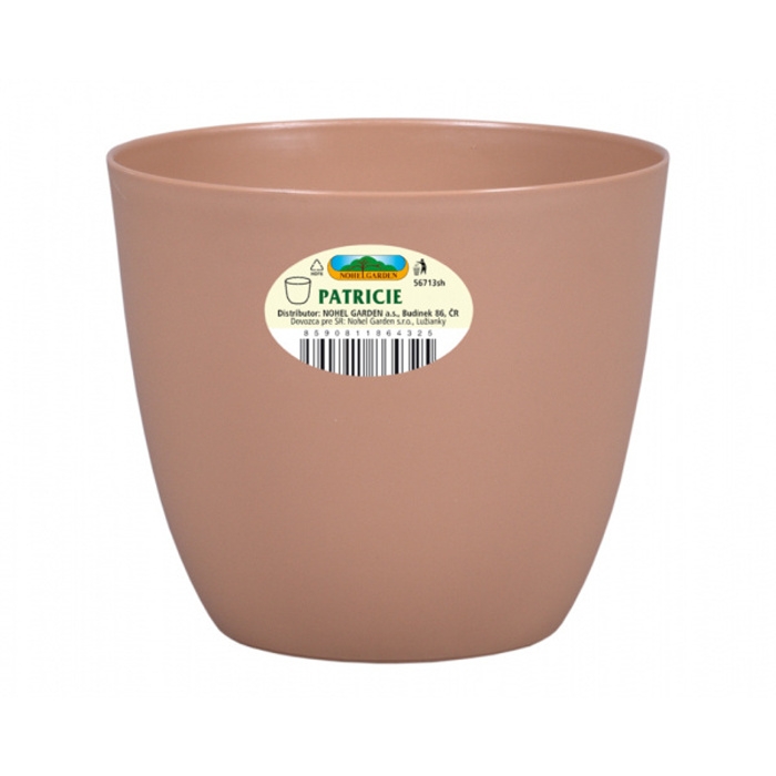Plastové obaly - Obal na květináč plastový PATRICIE MODERN matný sv.hnědý 25cm