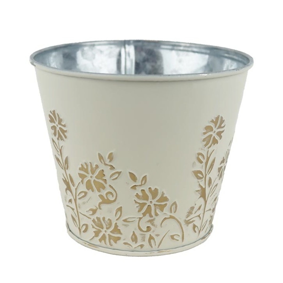 Kovové a plechové obaly - Obal na květináč plechový s barvínkem 12cm