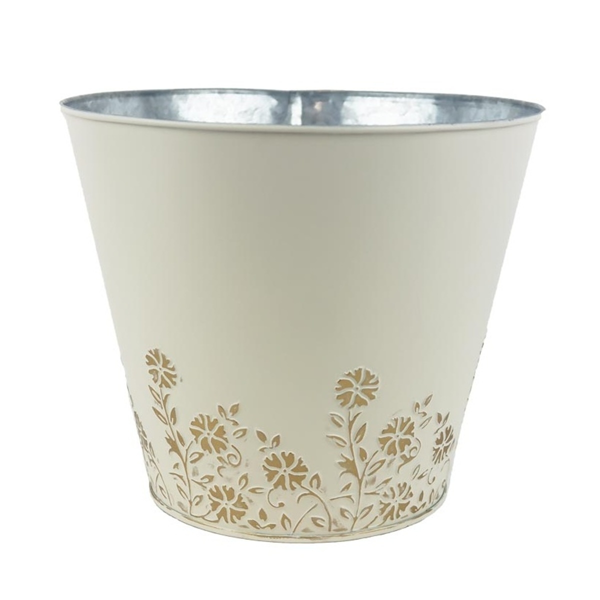 Kovové a plechové obaly - Obal na květináč plechový s barvínkem 16,5cm