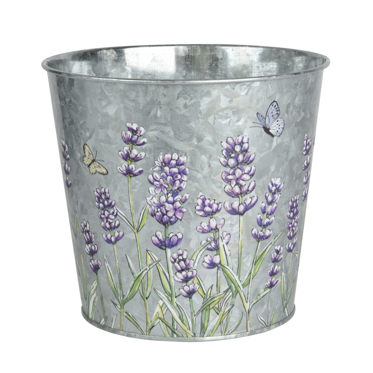 Kovové a plechové obaly - Obal na květináč pozinkový s levandulí 13,5cm