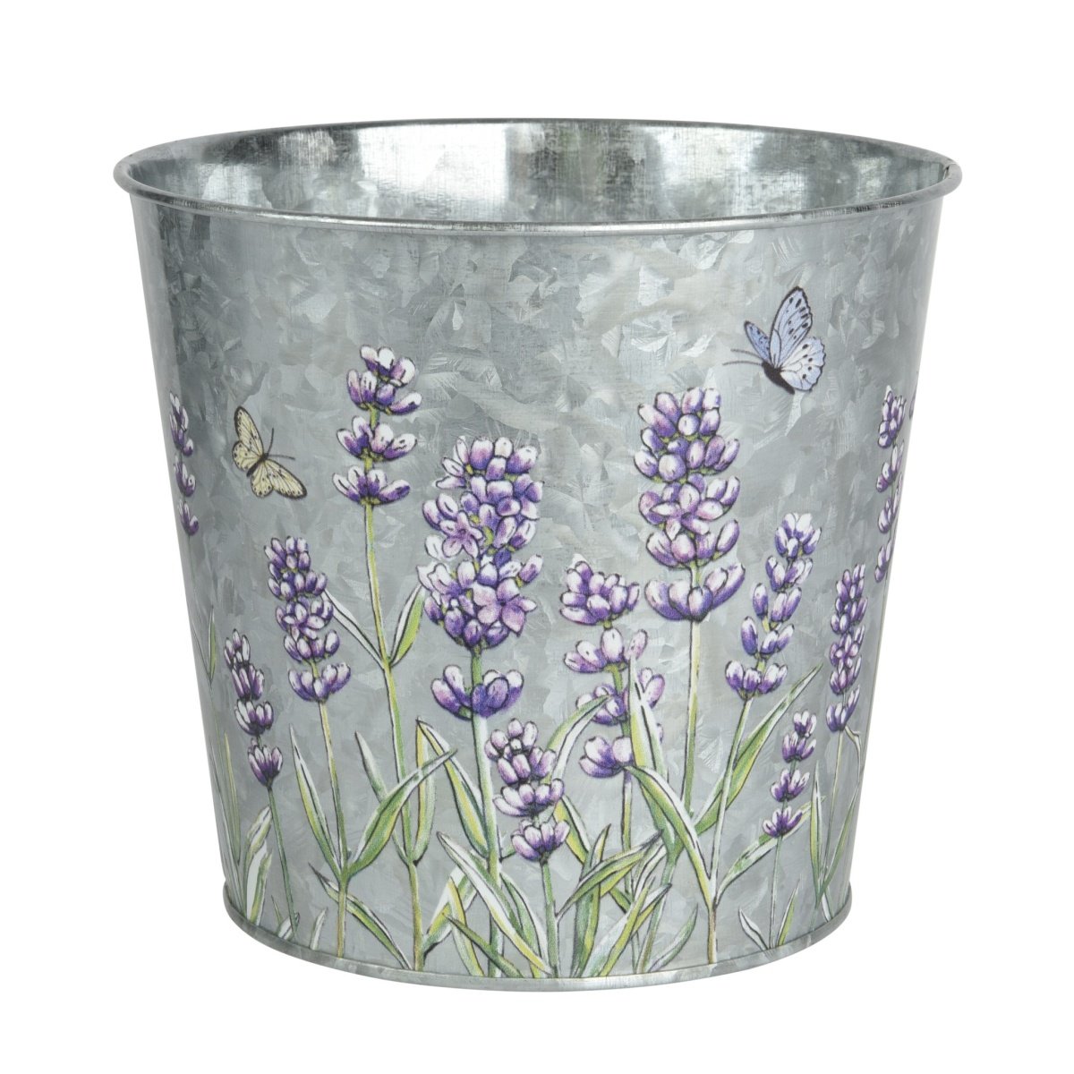 Kovové a plechové obaly - Obal na květináč pozinkový s levandulí 15cm
