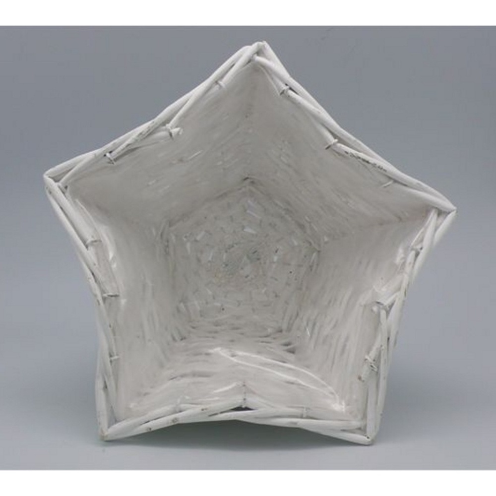 Obal na květináč proutěná hvězda s igelitem bílá 22cm-0