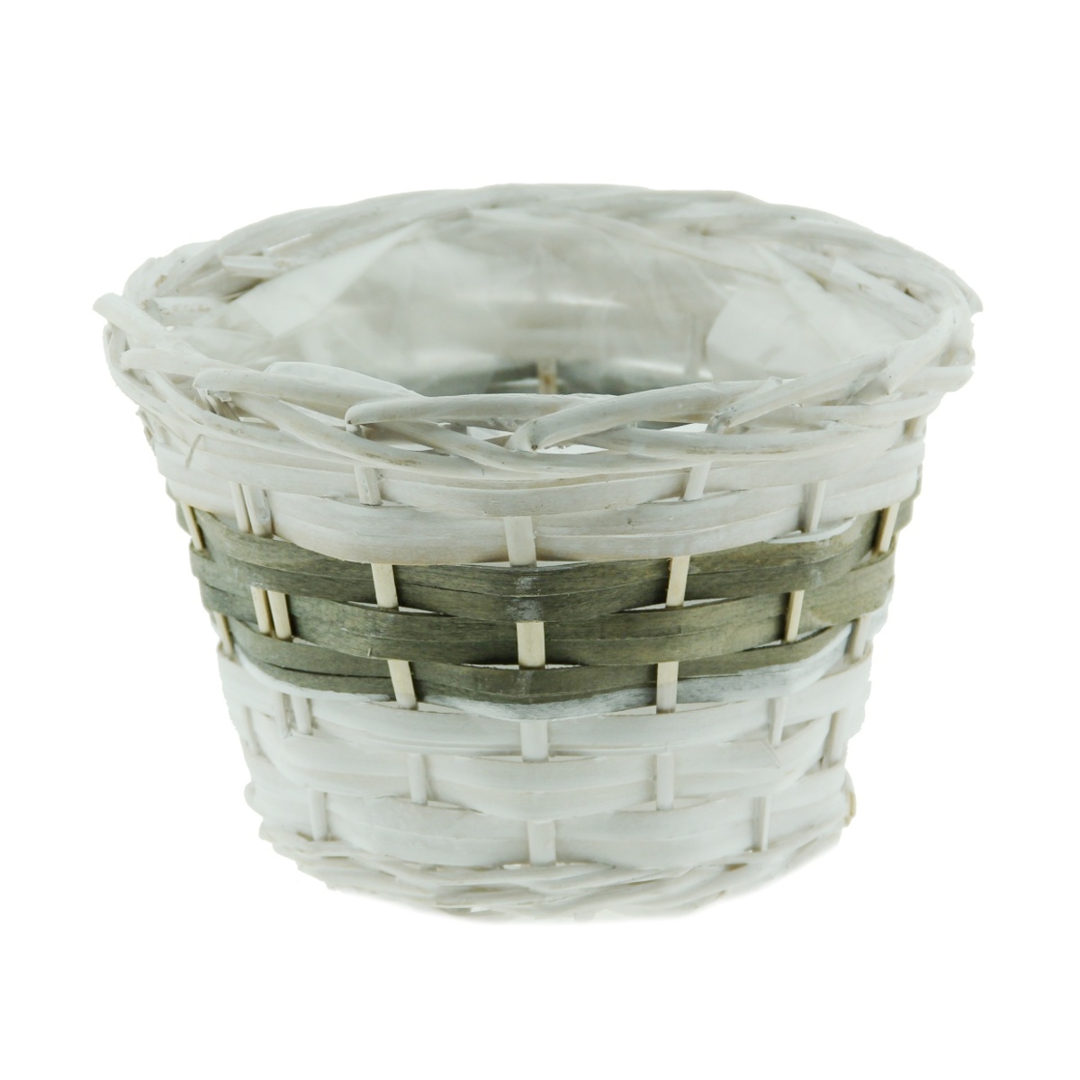 Proutěné a dřevěné obaly - Obal na květináč proutěný bílo-šedý 20cm