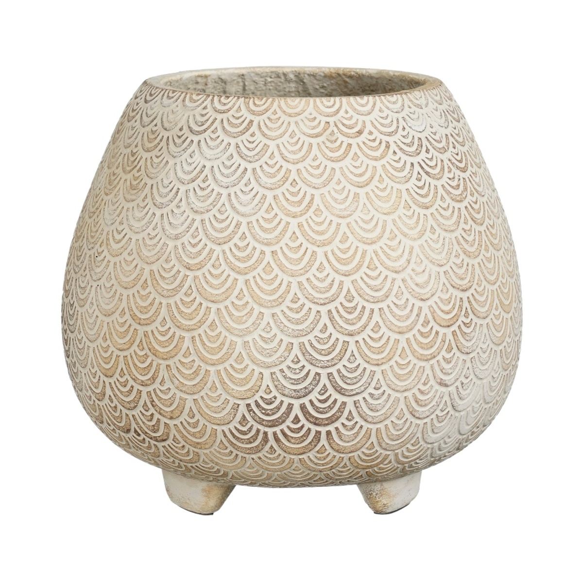 Keramické obaly - Obal na květináč QUENTIN na 3 nožkách cementový 25cm