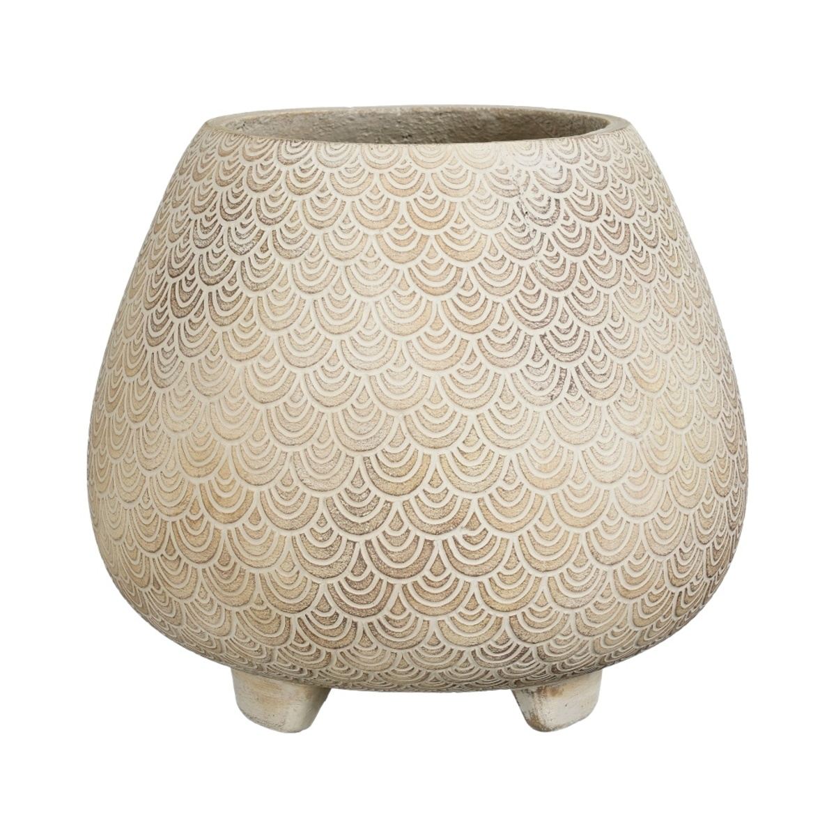 Keramické obaly - Obal na květináč QUENTIN na 3 nožkách cementový 31cm