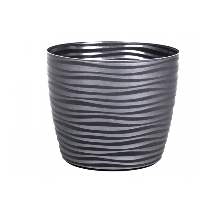 Plastové obaly - Obal na květináč SAHARA PETIT plast antracit 23cm