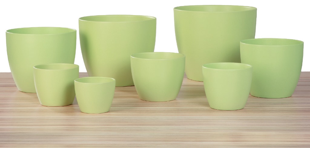 Obal na květináč Scheurich BASIC 920 LIGHT GREEN B keramický 14cm-0