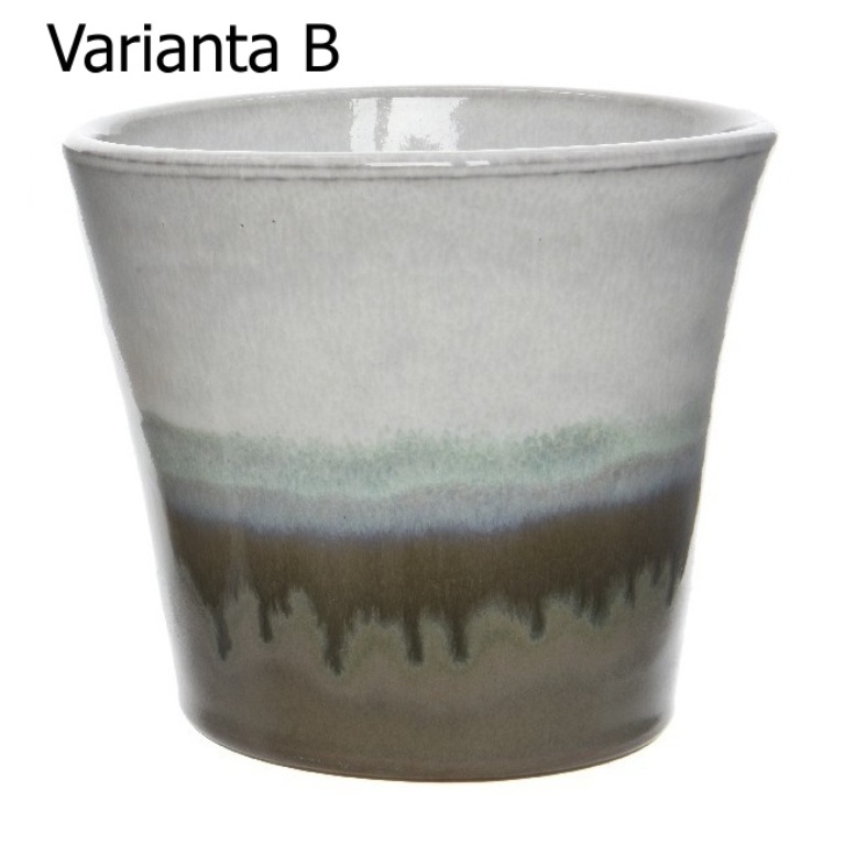 Obal na květináč terakotový kulatý tón v tónu glazovaný 14cm mix barev-0