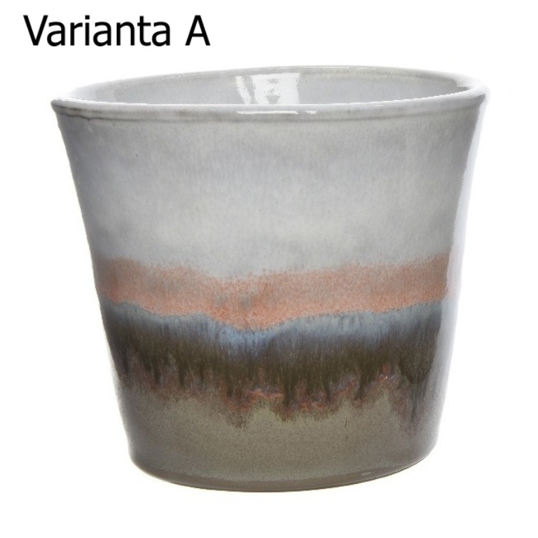 Obal na květináč terakotový kulatý tón v tónu glazovaný 14cm mix barev-1