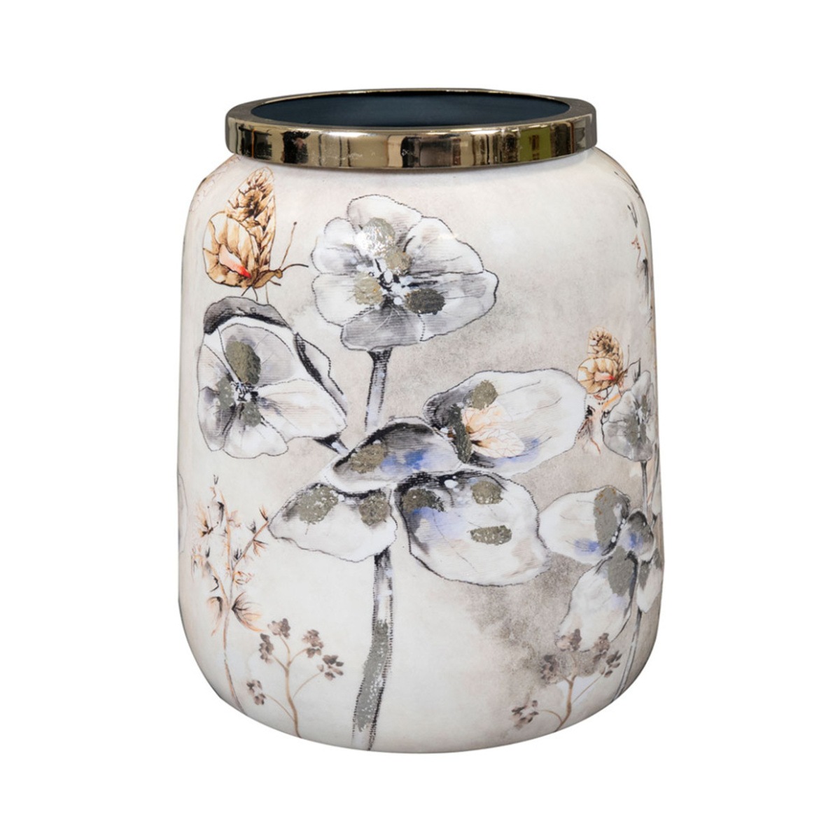 Vázy - Obal na květináč/váza MOONLIGHT MEADOW kovový bílý 21cm